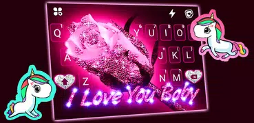 Glitter Rose Love Tastaturhint