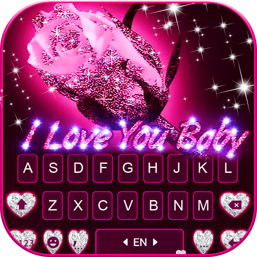 Glitter Rose Love Keyboard Bac