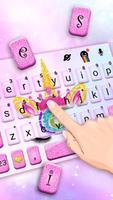 最新版、クールな Glitter Unicorn のテーマキーボード ポスター