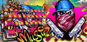 Graffiti Gun Mask Skull 主題鍵盤