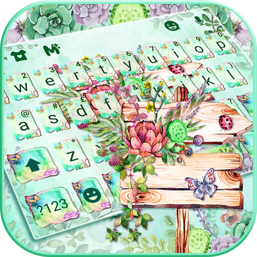 Tema Keyboard Green Floral Gar