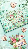 Tema Keyboard Green Floral Gar imagem de tela 1