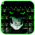 Green Horror Devil Keyboard -flaming skull