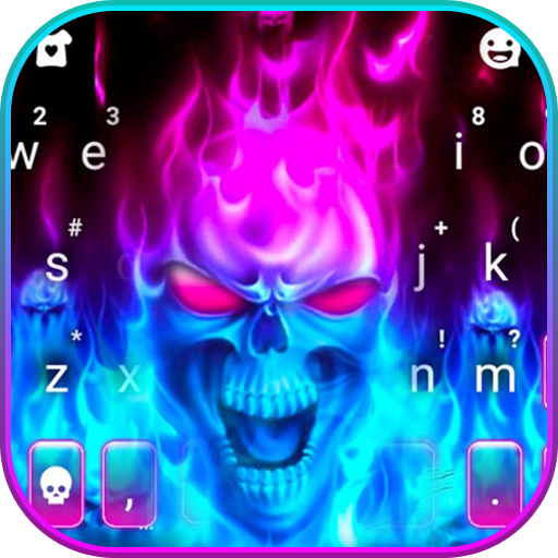 Horror Fire Skull Keyboard The