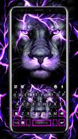 Lightning Neon Lion poster