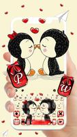 پوستر تم صفحه کليد Love Kiss Penguin