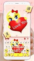 Tema Keyboard Love You Emoji poster