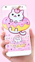 Tema Keyboard Lovely Cat Donut poster