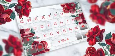 Marble Red Rose Keyboard Theme