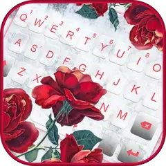 Marble Red Rose Keyboard Theme