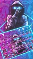 Fundo do Teclado Neon Mask Man Cartaz