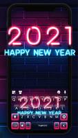 Fond de clavier Neon New Year 2021 Affiche