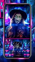 Фон клавиатуры Neon Anonymous  постер