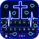 خلفية الكيبورد Neon Blue Cross APK