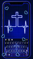 خلفية الكيبورد Neon Blue Cross الملصق