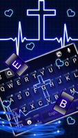 خلفية الكيبورد Neon Blue Cross تصوير الشاشة 1
