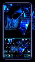 خلفية الكيبورد Neon Blue Hacke الملصق