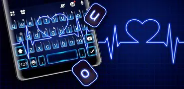 Neon Blue Heartbeat Keyboard T