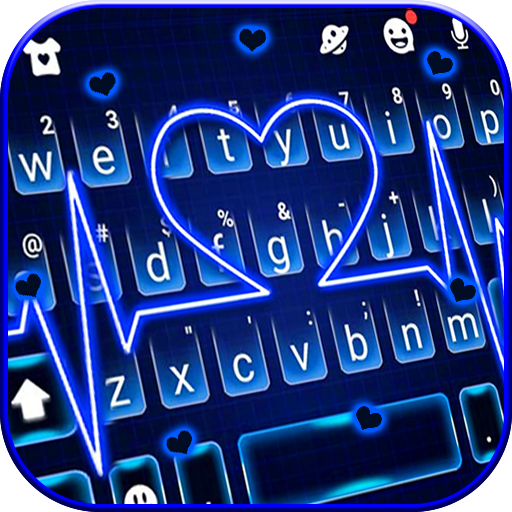 Neon Blue Heartbeat Tastatur-T