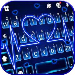 Baixar Tema Keyboard Neon Blue Heartb XAPK