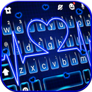 Tema Keyboard Neon Blue Heartb APK