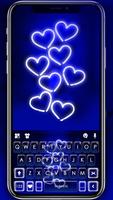 Neon Blue Hearts Keyboard Them poster