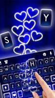 Neon Blue Hearts Keyboard Them screenshot 1