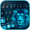 Neon Blue Lion Keyboard Backgr