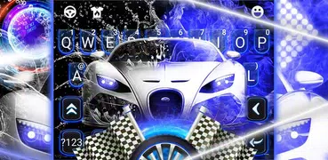 Neon Blue Sports Car Tastiera