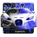 Neon Blue Sports Car Keyboard Theme