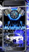 Neon Blue Sports Car poster