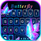 Pink Neon Butterfly Theme آئیکن