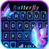 Pink Neon Butterfly Teclado icono