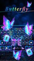 Pink Neon Butterfly Theme اسکرین شاٹ 1