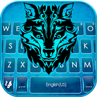 Neon Blue Wolf Zeichen