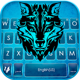 Neon Blue Wolf Zeichen