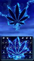 Tema Keyboard Neon Blue Weed poster