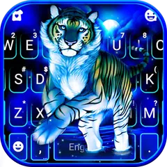 Скачать тема Neon Blue Tiger King APK
