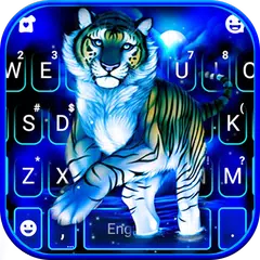 Neon Blue Tiger King 主題鍵盤 APK 下載