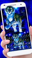 Neon Blue Tiger King Affiche