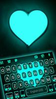 Fundo do Teclado Neon Cyan Hea Cartaz