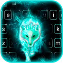 Fond de clavier Neon Cyan Wolf APK
