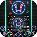 Neon Emojis Gravity Keyboard B