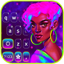 Neon Fashion Girl Keyboard Bac APK