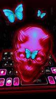 Neon Glitch Skull poster