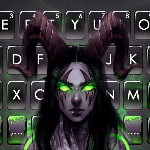 Tema Keyboard Neon Green Demon