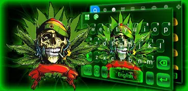 Neon Green Weed Skull Tastatur