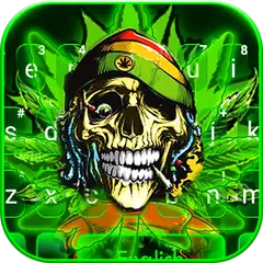Neon Green Weed Skull Keyboard APK download