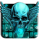 Neon Green 3d Skull Keyboard Theme-APK
