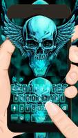 Nouveau thème de clavier Neon Green 3d Skull Affiche